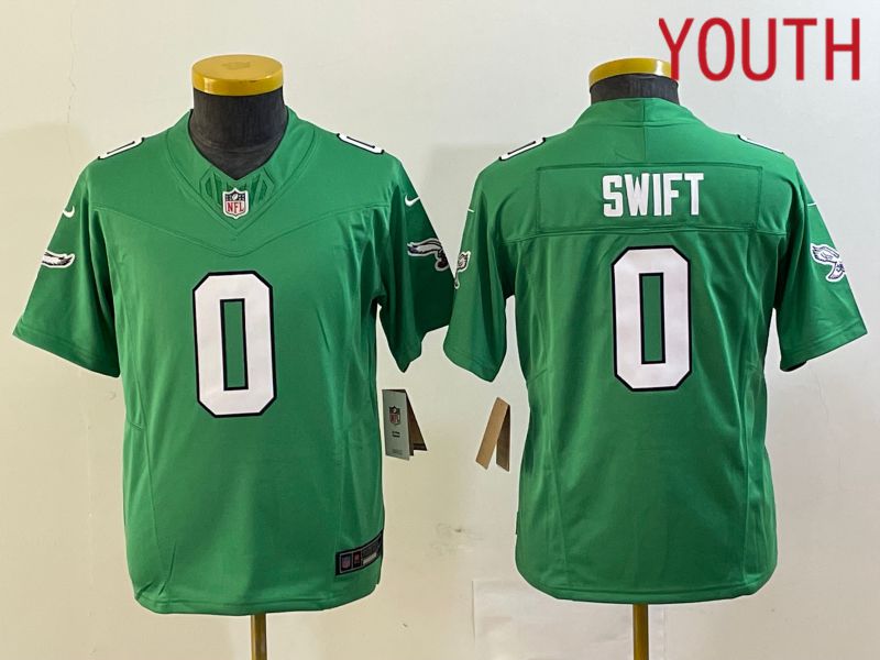 Youth Philadelphia Eagles 0 Swift Green 2023 Nike Vapor Limited NFL Jersey style 1